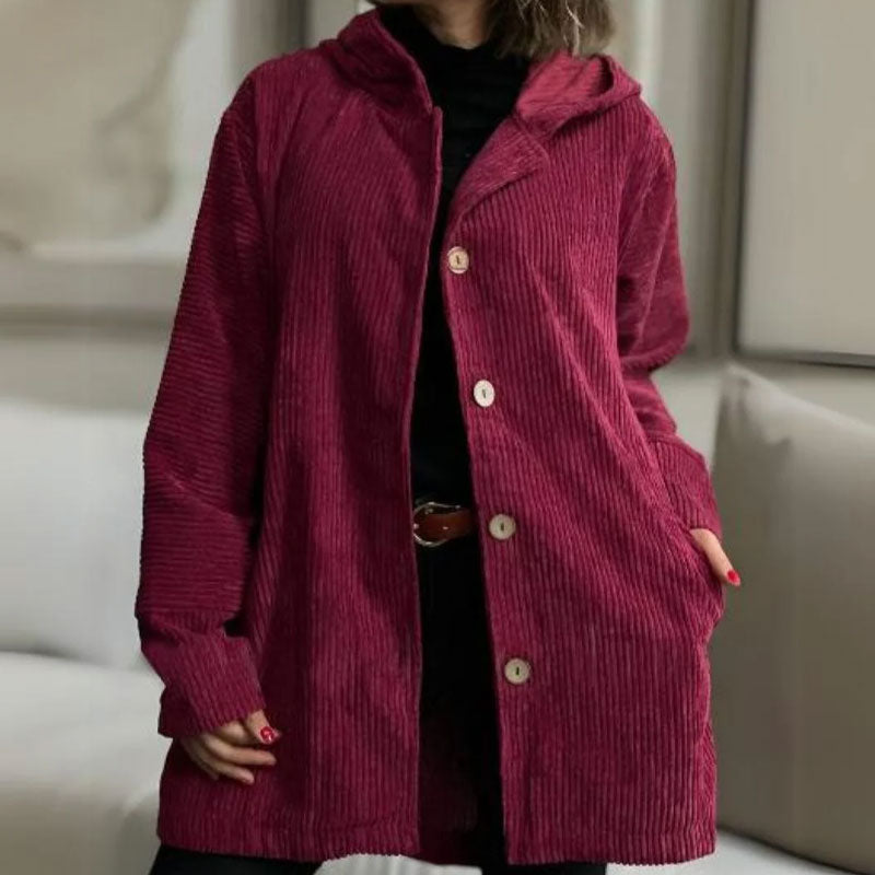 🍂 Lässige Kapuzenjacke aus Samt für den Herbst