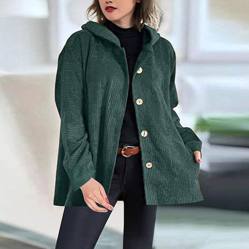 🍂 Lässige Kapuzenjacke aus Samt für den Herbst