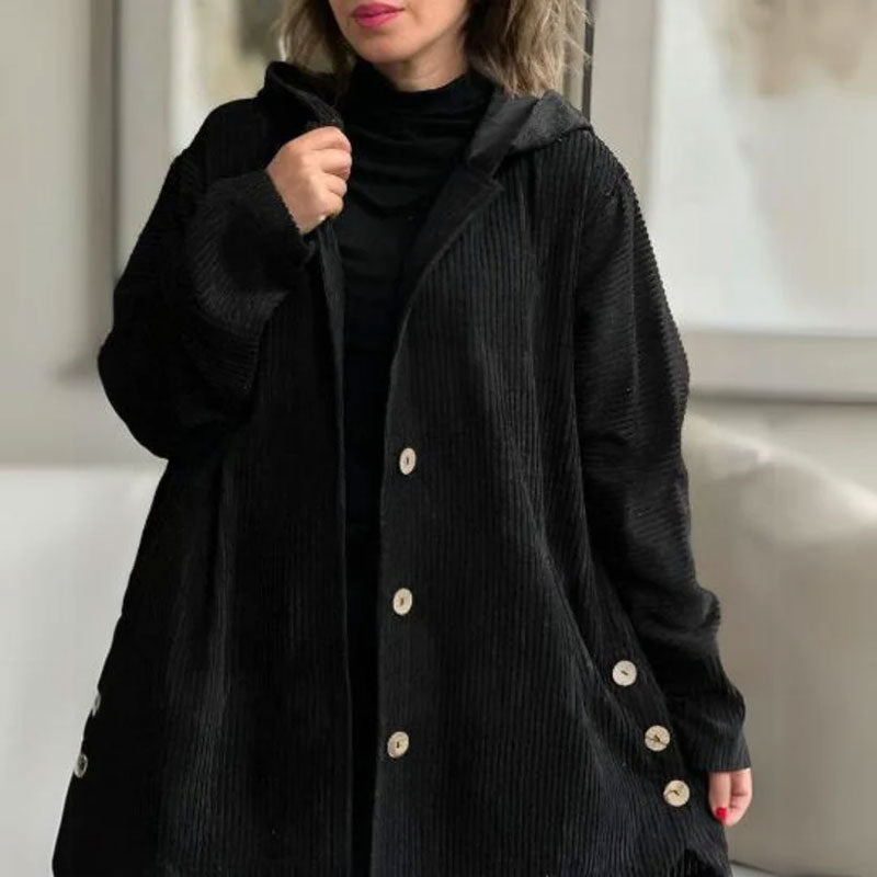 🍂 Lässige Kapuzenjacke aus Samt für den Herbst