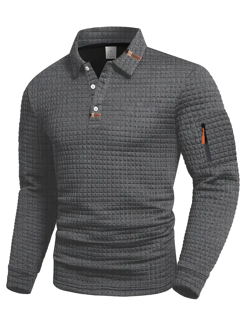 NordicWeave™ Herren Longsleeve Polo – Warm, Stilvoll & Bequem