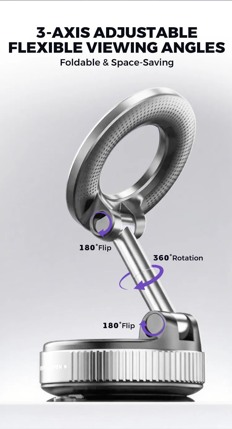 360°-Magnet-Handyhalterung für das Auto – extrem starke Saugnapfbefestigung