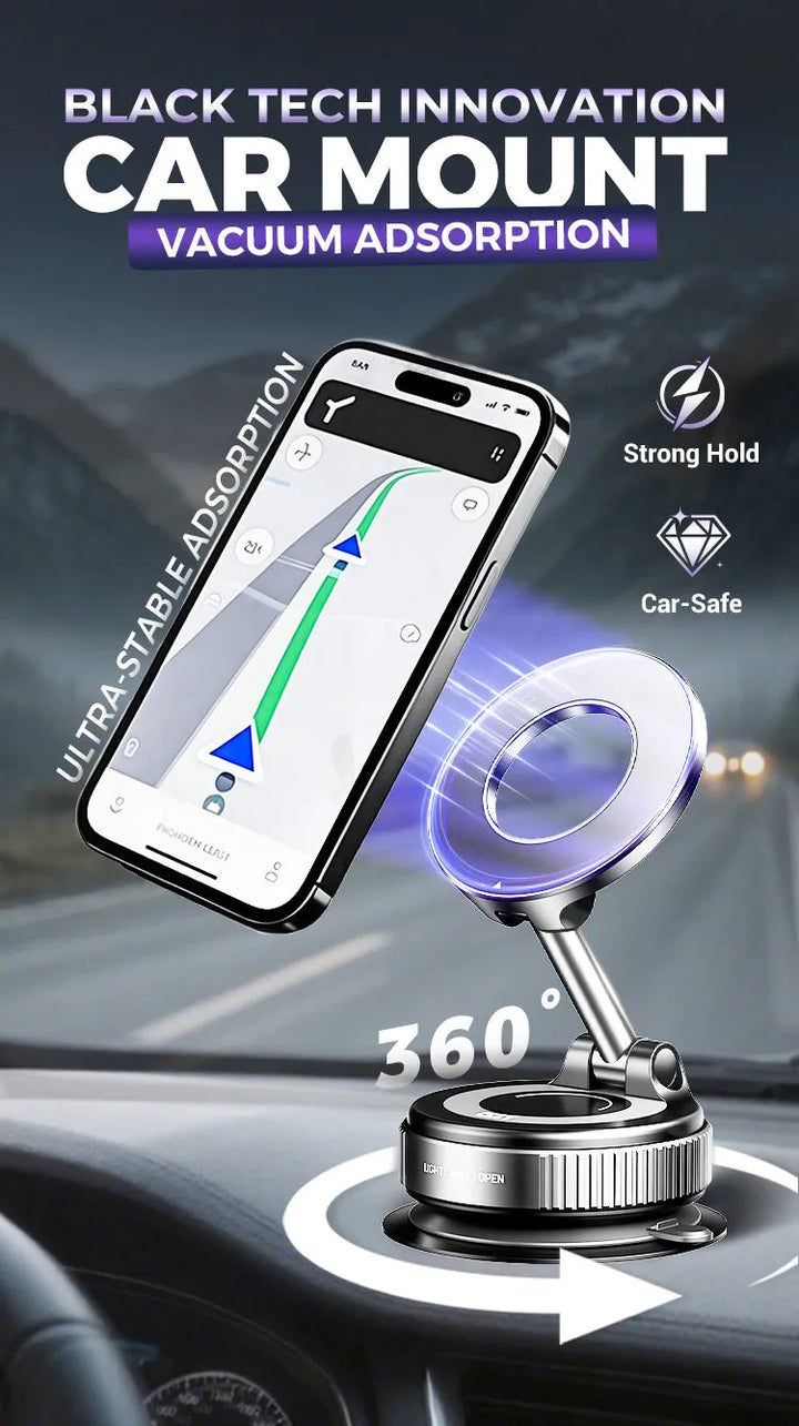 360°-Magnet-Handyhalterung für das Auto – extrem starke Saugnapfbefestigung