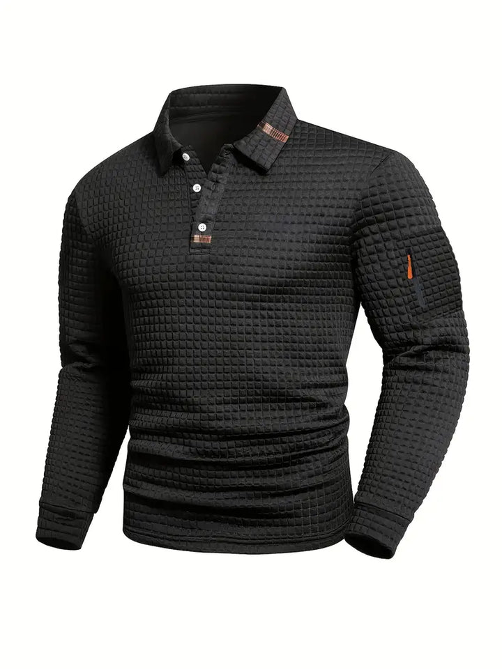 NordicWeave™ Herren Longsleeve Polo – Warm, Stilvoll & Bequem