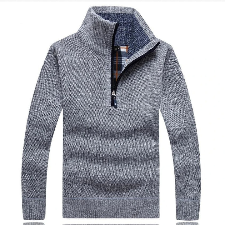 Warmer Strickpullover mit Stehkragen und Reißverschluss