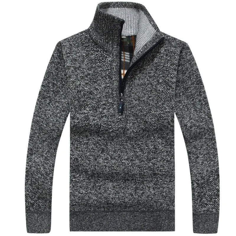 Warmer Strickpullover mit Stehkragen und Reißverschluss