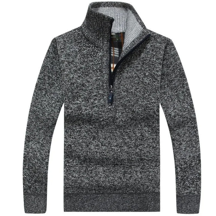 Warmer Strickpullover mit Stehkragen und Reißverschluss