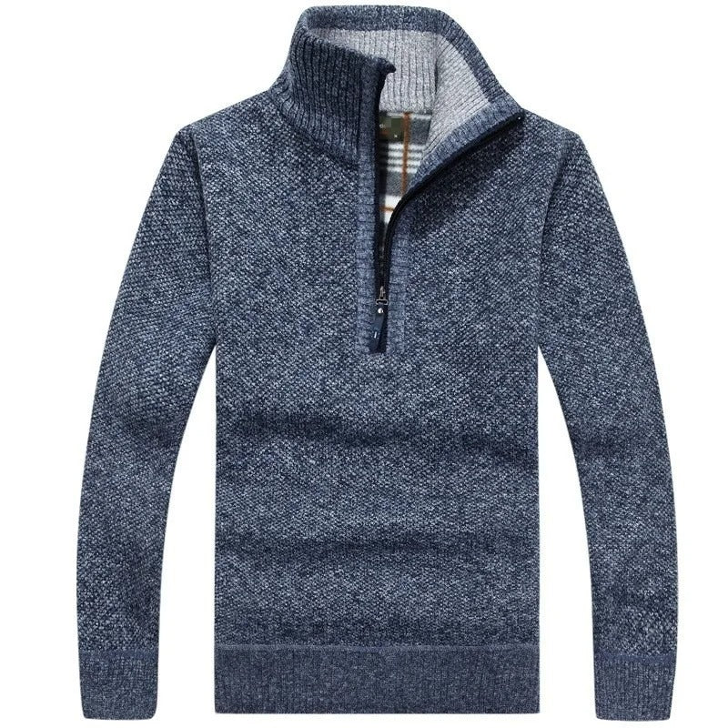 Warmer Strickpullover mit Stehkragen und Reißverschluss