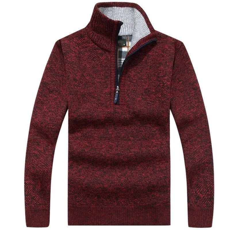 Warmer Strickpullover mit Stehkragen und Reißverschluss